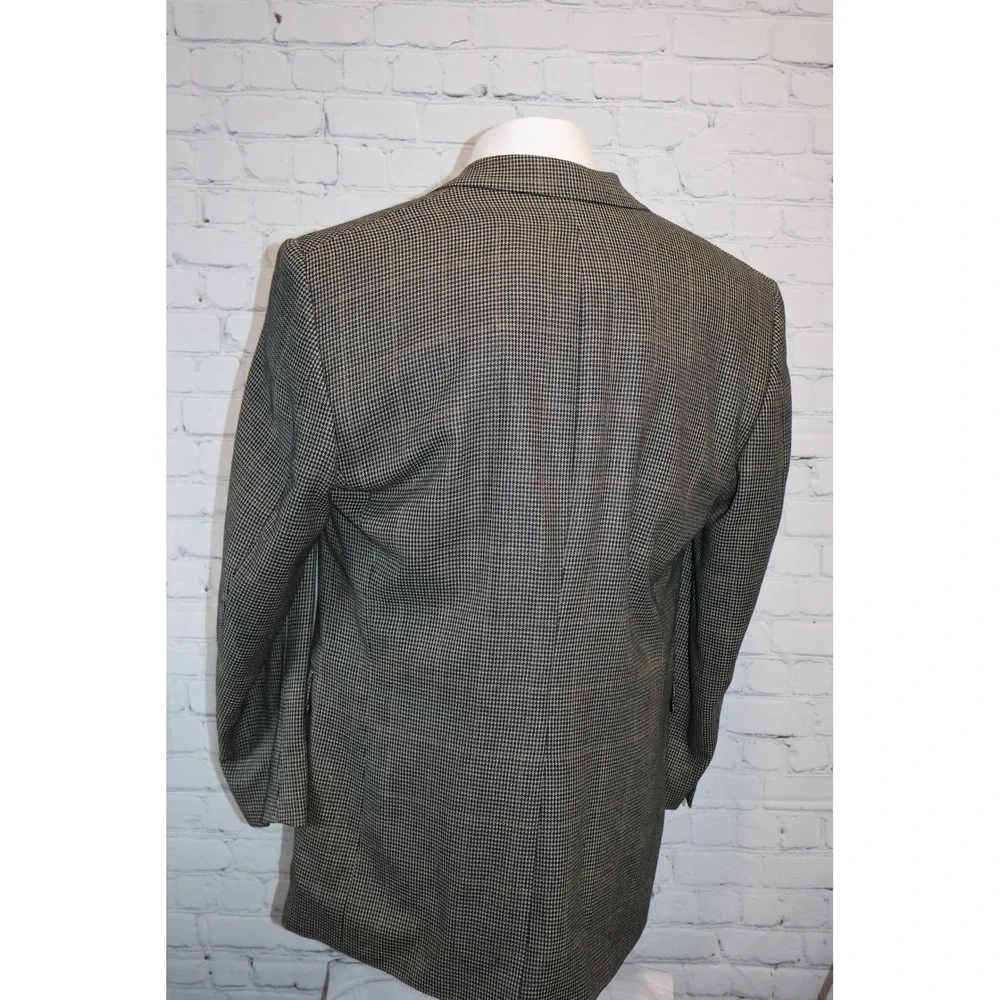 Jos. A. Bank Blazer Mens 44L Gray Houndstooth Plaid 2Btn Silk Wool Sport Coat